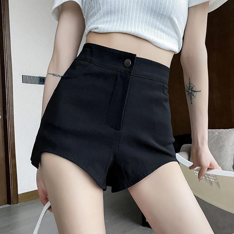 Irregular high waist black suit shorts women's suit pants summer thin hot girl wide leg pants slim fit ultra short hot pants