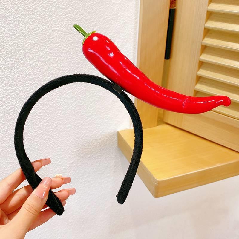 Picture of Haiyue Jewelry Three-dimensional Vegetable Hairband Creative Original Personality Funny Radish Pepper Eggplant Green Vegetable Headband Women's Hair