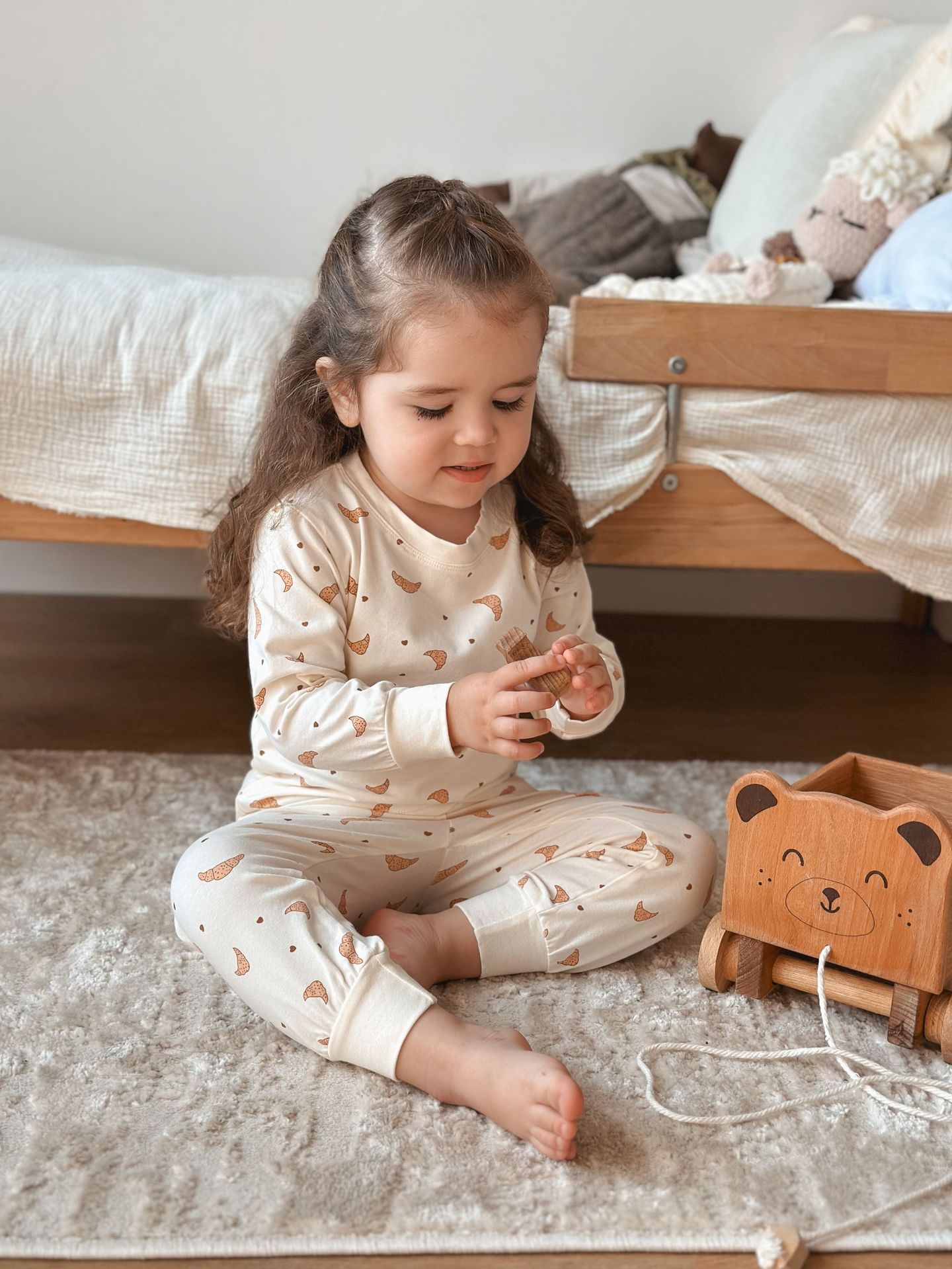 Picture of Korean Children's Summer Pajamas Autumn Clothes Home Clothes Baby Clothes Girls' Long Sleeve Baby Children's Clothing suit Pure Cotton Category A