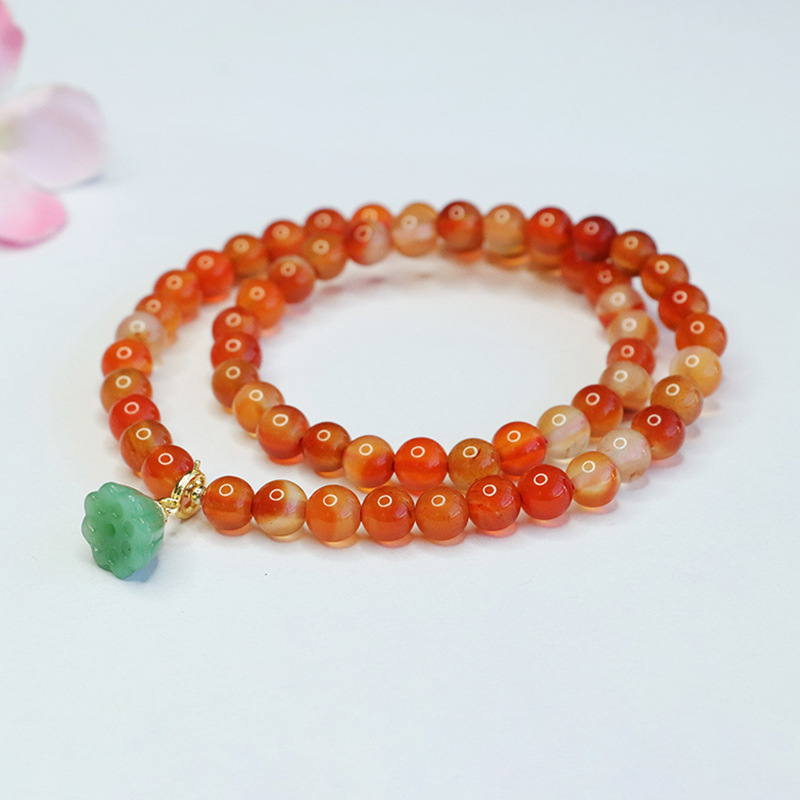 Yuyu Natural Red Agate Bracelet Chalcedony Bracelet Lotus Pot Tassel National Tide Jewelry Live MN4031206