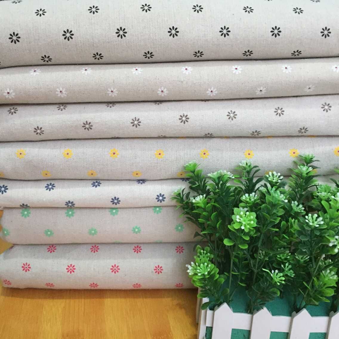 Factory supply linen seven color Daisy linen cloth printing Foreign Trade home textile cloth background cloth bag