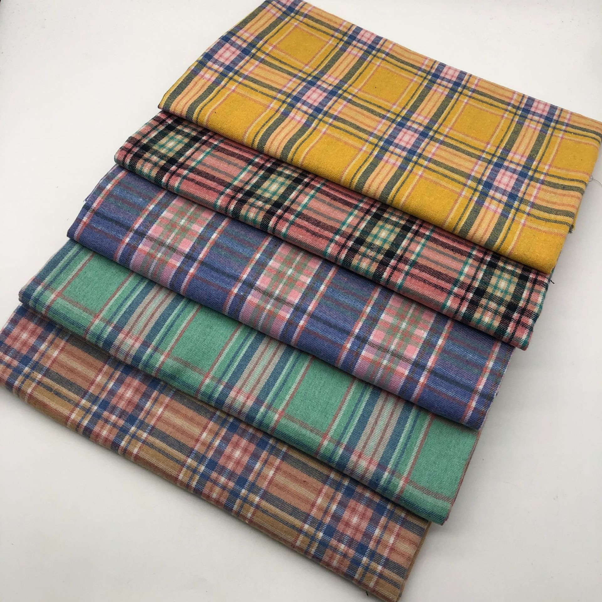 Polyester cotton brushed dyed plaid fabric women's shirt dress children's clothing fabric ins style subfabric in stock