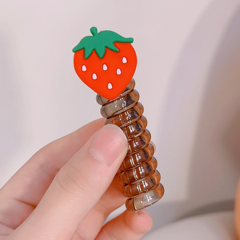 Picture of Children's coil telephone line hair band female high ponytail does not hurt hair hair rope high elastic durable rubber band Braid artifact