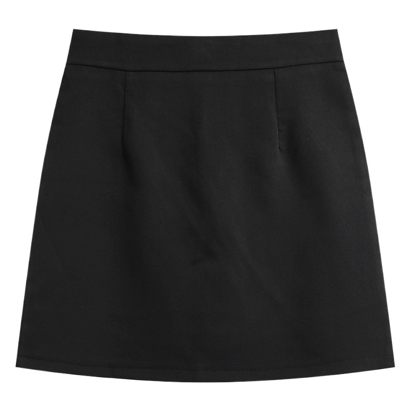 Black Crotch Covering Skirt Women's Autumn 2023 New High Waist Slim A- line Hip Skirt Small Short Skirt