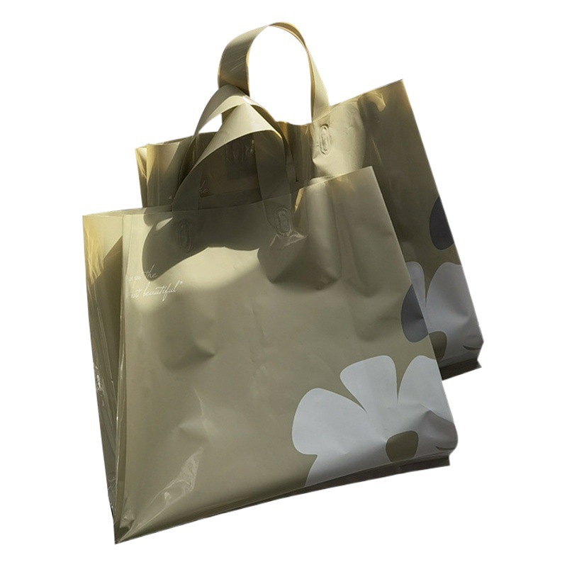 Camellia Simple Plain and Elegant Plastic Tote Bag Gift Bag for Clothing Store Spring and Summer Fresh Clothes Bag Packaging