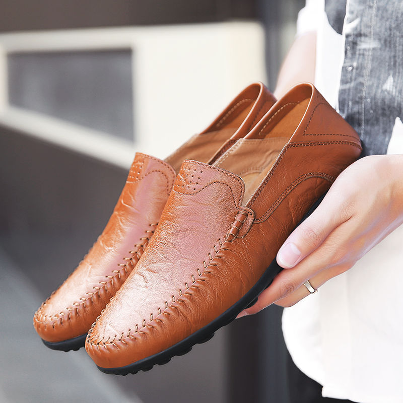Picture of Doudou Men's Shoes Four Seasons British Style Black Business Men's Casual Leather Shoes Lazy One-Step Driving Soft Sole Trbottomy Shoes