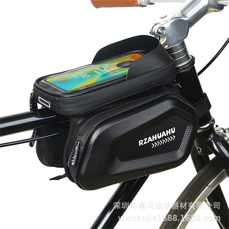 Bicycle Bag front beam bag mountain bike bag mobile phone bag touch screen upper tube bag waterproof hard shell saddle bag riding equipment