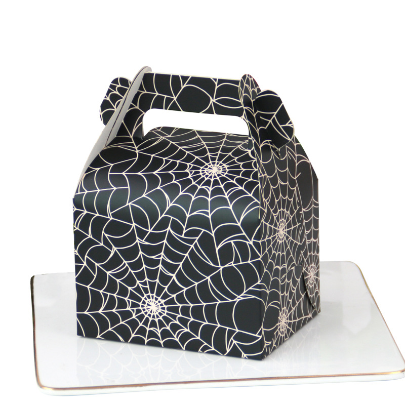 Picture of European Style New Halloween Theme Cake Suitcase Spider Web Suitcase Bread Box Baking Packaging Carton