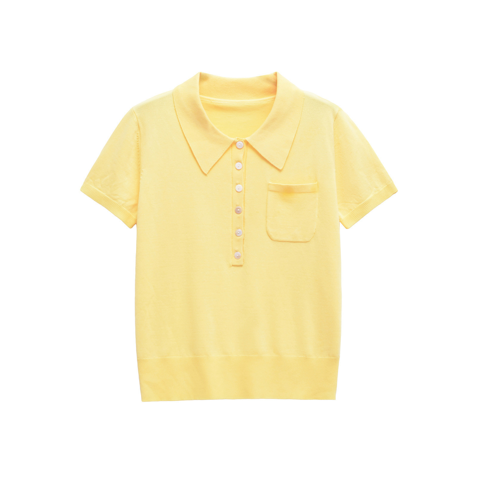 SAW AliExpress Independent Station Women's Clothing European and American Style Fashion Simple All-match Blended Fine Needle POLO Shirt 9598047
