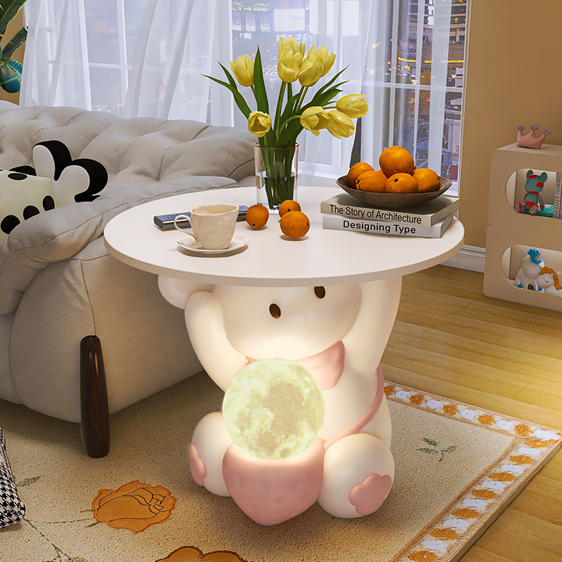 Picture of Living room floor ornaments bedroom cartoon rabbit side table creative cream wind TV sofa side shelf decoration