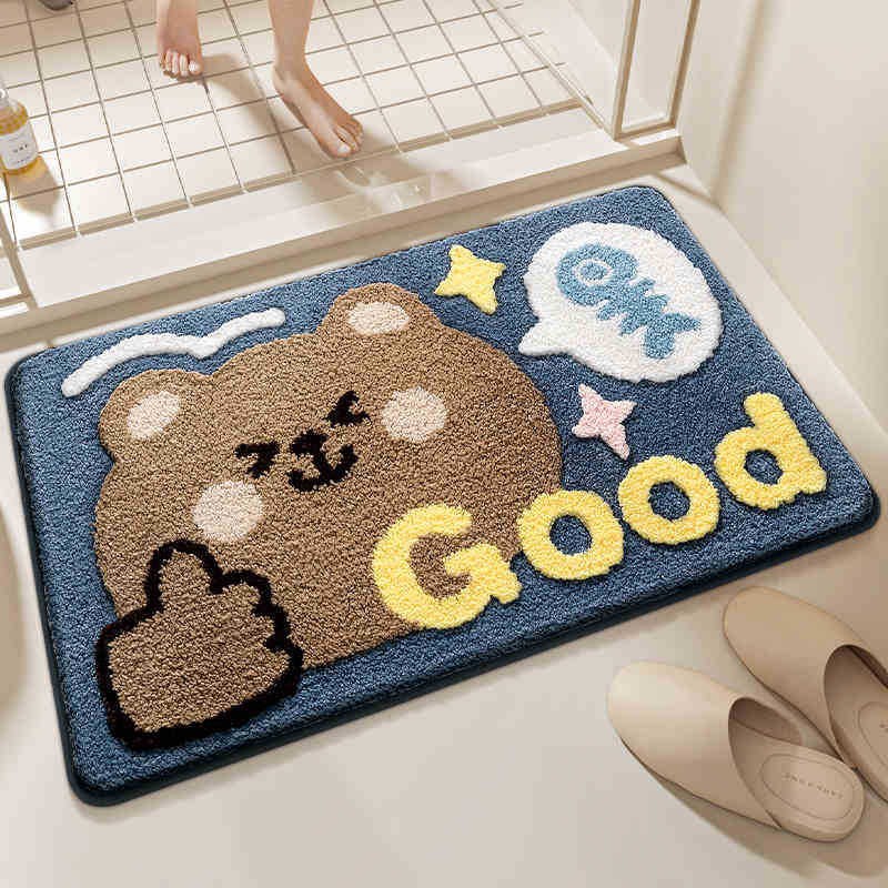 Cartoon imitation cashmere floor mat bathroom door absorbent non-slip mat dirt-resistant wear-resistant easy to care floor mat a generation of hair
