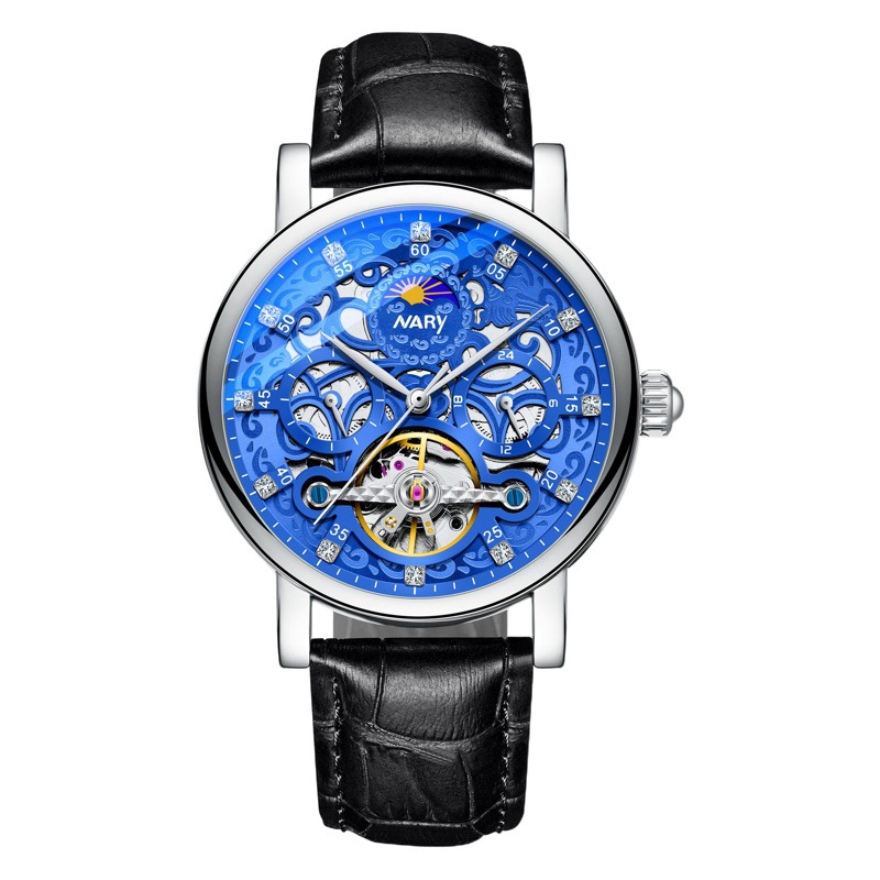 Nary/Nary Hot-Selling Watch Men's Casual Sun, Moon and Stars Dial Fully Automatic Mechanical Watch 18017