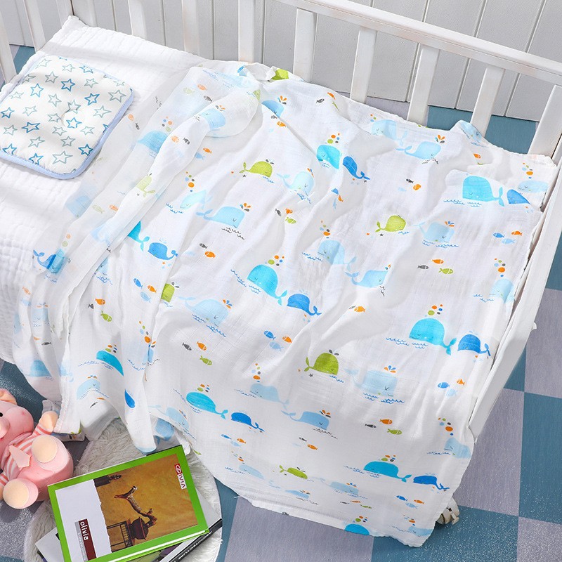 Picture of Double-Layer Bamboo Cotton Summer Gauze Quilt Baby Newborn Bath Towel Blanket Muslin Gauze Wrap