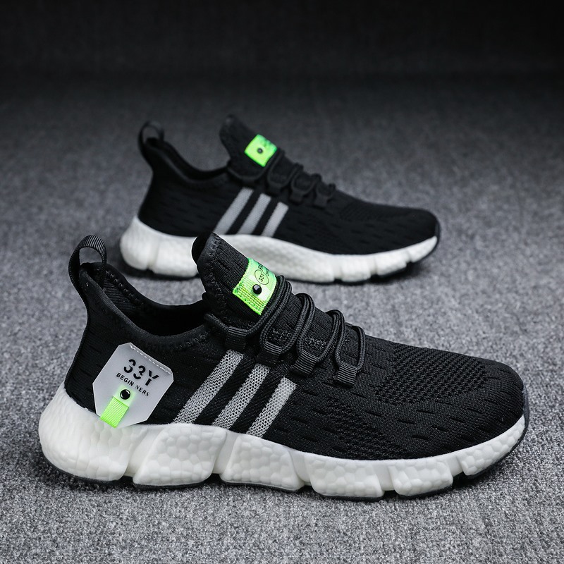 2025 Summer Breathable Men's Running Shoes Trendy Shoes Korean Style Casual Men's Mesh Breathable Flying Woven plus size sneaker