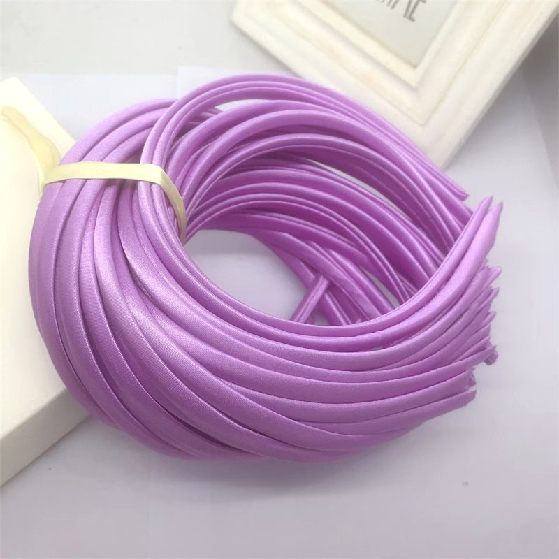 Picture of 10mm Candy-Colored Cloth-Wrapped Thickeneded Headband DIY Hairband Material Hair Accessories 1cm Satin Set Cloth Headband