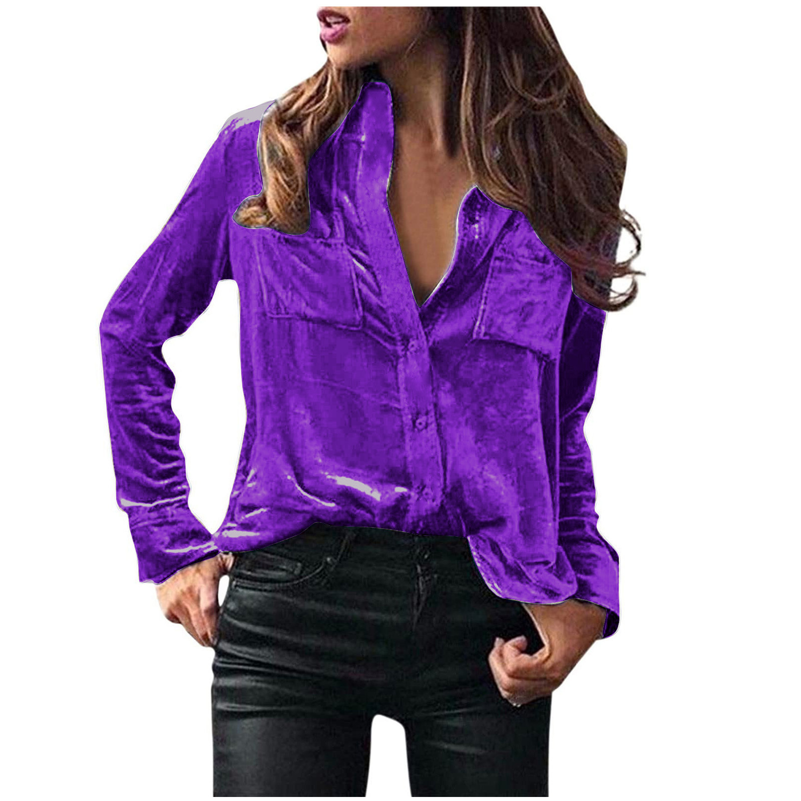 Picture of Spot Foreign Trade European and American Clothing Amazon Cross-Border Fashion Shirts Tops Spring and Autumn Temperament Long-Sleeved Shirts for Women Autumn