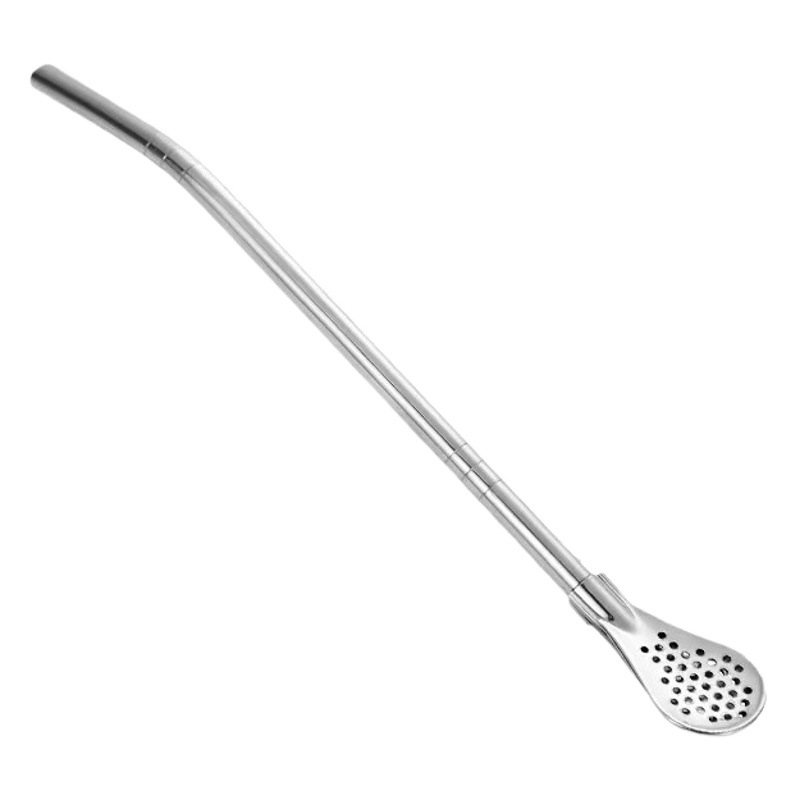 304 stainless steel straw spoon suit creative filter fruit tea mixing integrated dual-use removable straw filter spoon