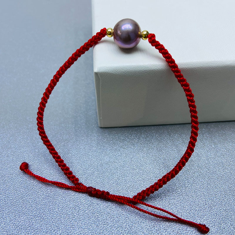Picture of Zhuji Freshwater Strong Light Purple Slight Pearl Hand-woven Red Rope Adjustable Bracelet Wholesale
