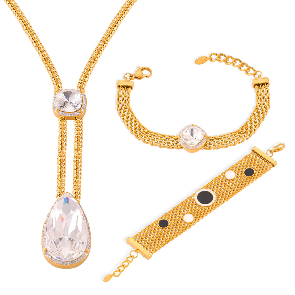 Picture of Fashion New European and American Cross-border Zircon White Shellfish Bracelet Necklace suit Women Fashion Niche Light Luxury Internet Celebrity Same Style