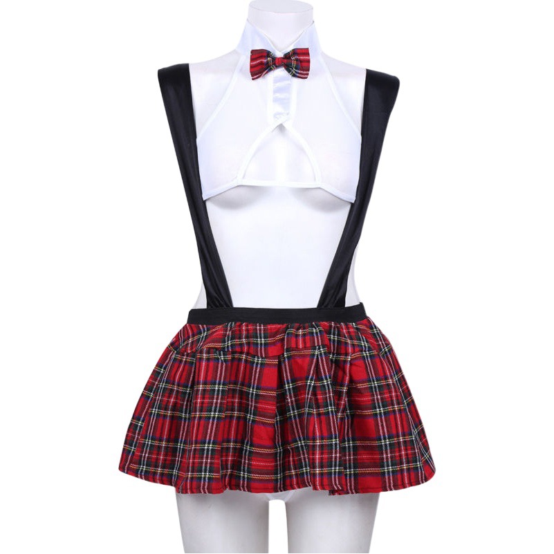 Foreign trade Europe and the United States sexy student uniform AliExpress Ebay sexy strap mesh transparent plaid student clothing wholesale