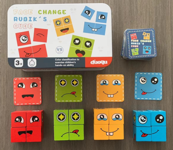 Picture of Children's Color Face-changing Rubik's Cube Building Block Toy Jigsaw Puzzle Block Logical Thinking Training Fun Educational Wooden Toys