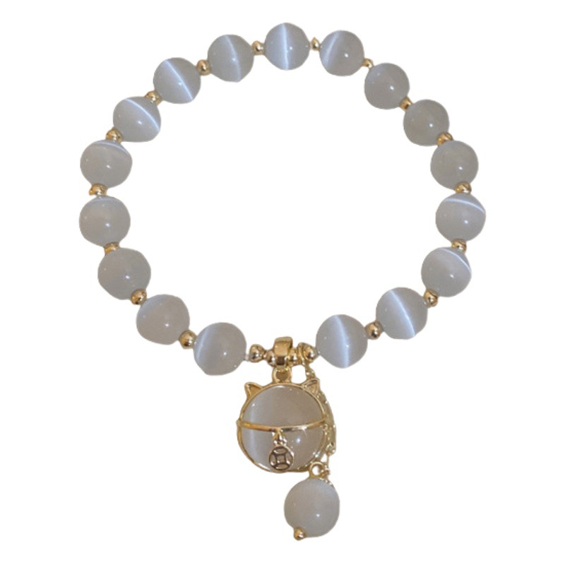 Cat's eye stone kitten beaded bracelet ins niche design girls beads bracelet 2022 new women's autumn
