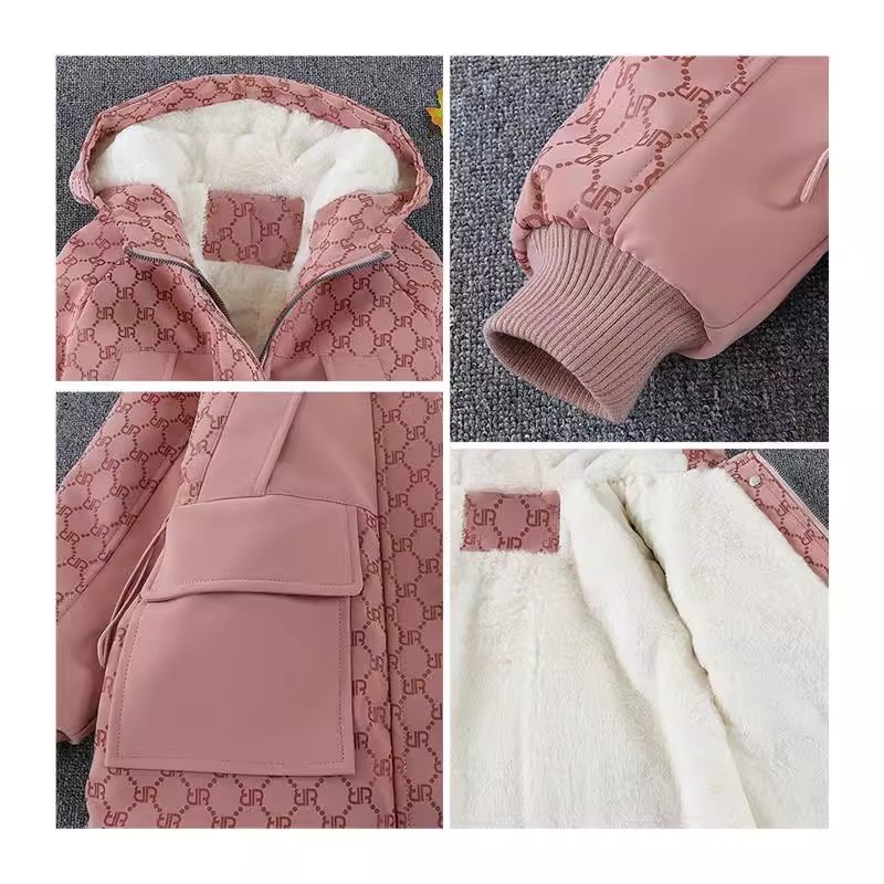 Picture of Girls' cotton-padded jacket coat autumn and winter new children's fleece-lined thickened cotton-padded coat medium and large children's fashion mid-length parker fashion