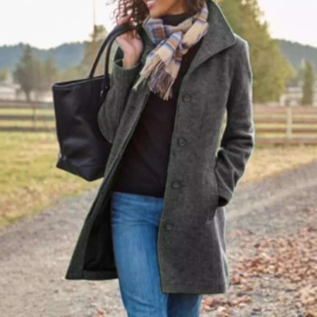 Picture of Export design womenswear Spring and Autumn Simple American Mid-length Quality Women's Coat Woolen Jacket