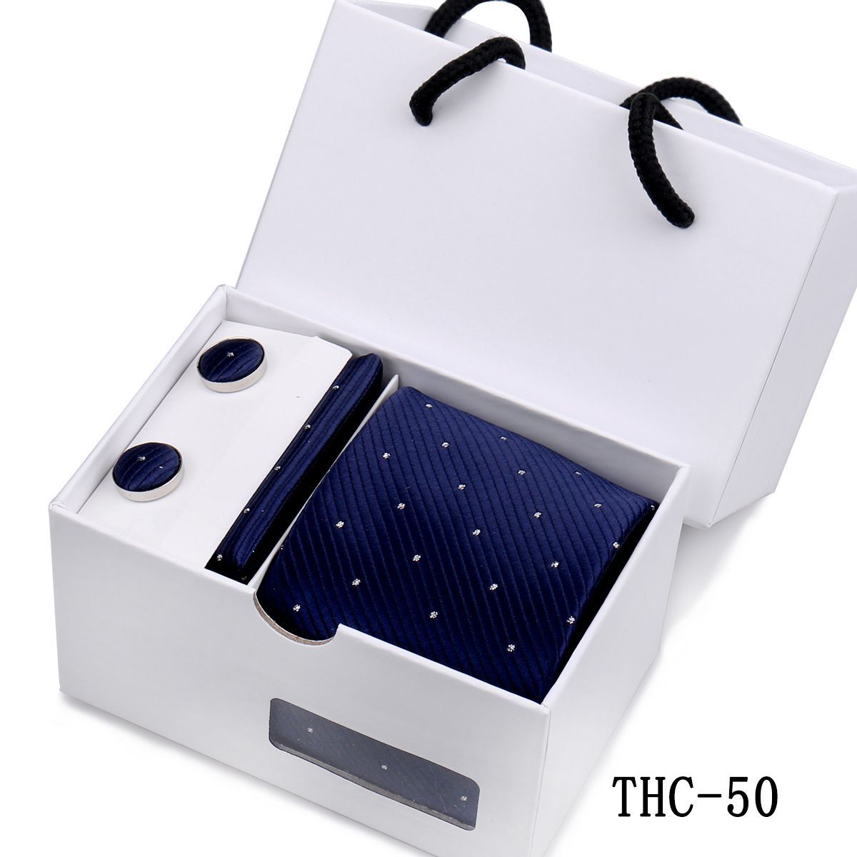 Picture of Men's Tie High Sense Gift Box 3 Pieces suit Business Dress Wedding Plaid Red Black Long Tie Shengzhou