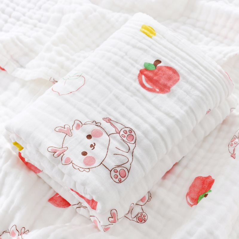 Picture of Baby Bath Towel Pure Cotton Wholesale Pure Cotton Four-Layer Gauze Newborn Wrap Summer Newborn Baby Supplies Children's Blanket