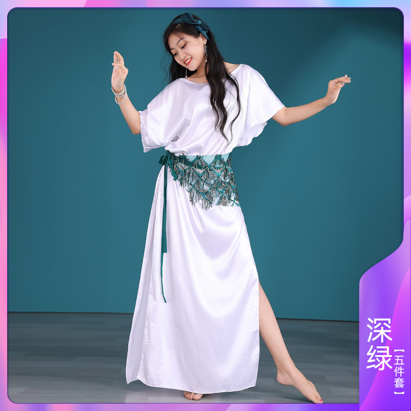 Picture of Dancer Folk White Robe Baladi Belly Dance suit Practice Table Performance shaabiT5516 3116