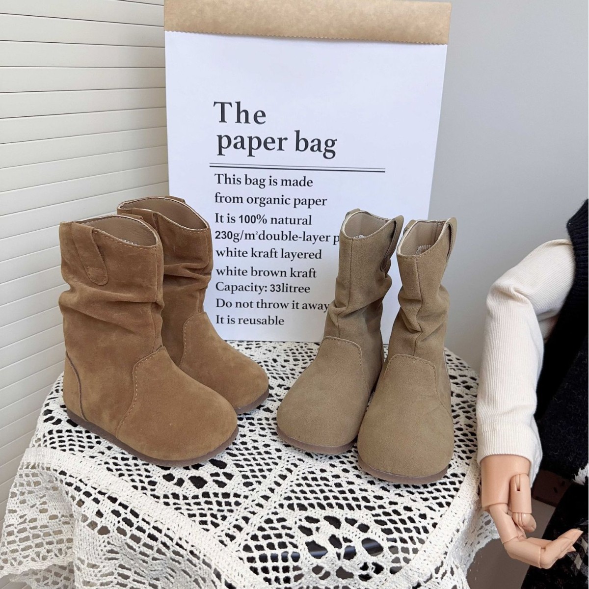 Girl's Boots 2024 Autumn and Winter New Vintage Birkenstock Boots Maillard Style Heap Boots Baby Girl's Styline Kiss Boots