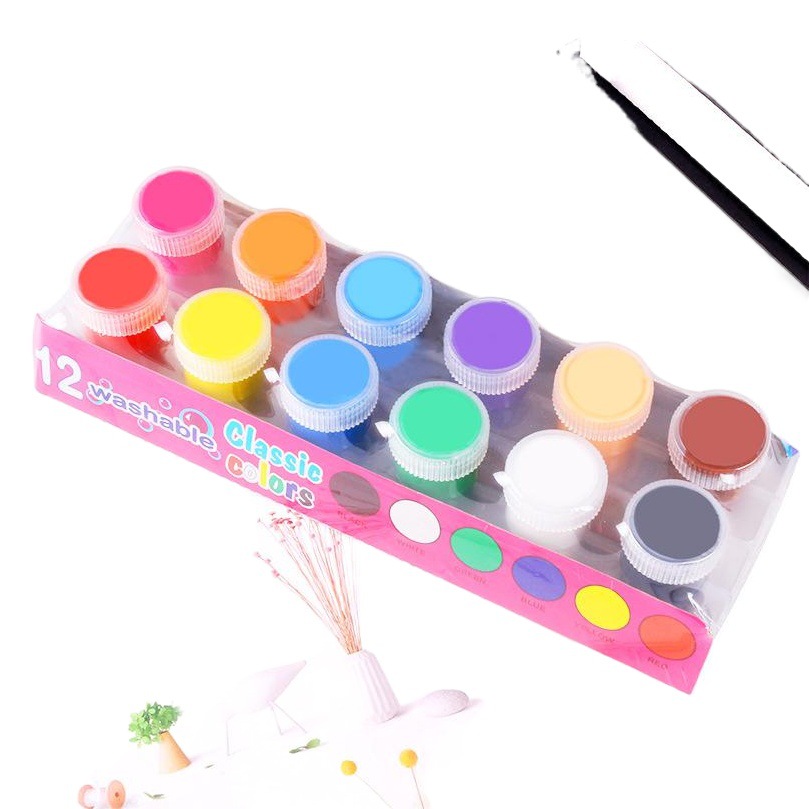 Children's Finger Paint 20ml Pigment Brush Set Washable Toddler Baby 12-Color Graffiti Paint Factory