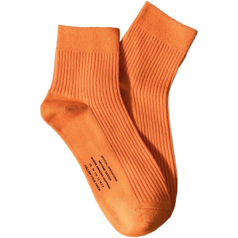 Autumn New Printed Men's Socks Fluorescent Cotton Men's Socks Ins Trendy Vertical Stripe Sports Casual Men's Socks