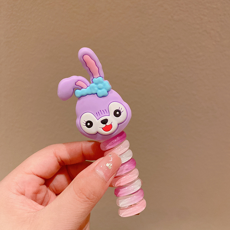 Picture of Children's coil telephone line hair band female high ponytail does not hurt hair hair rope high elastic durable rubber band Braid artifact