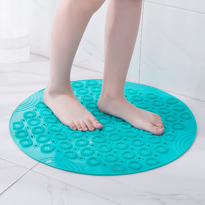 Picture of Combination of New Round Bathroom Tpr Anti-Slip Mat Series Household Shower Room Hydrophobic Quick-Drying Suction Cup Floor Mat Bathroom