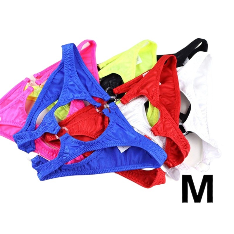 Men's Briefs Back Empty Transparent Ring Front Empty Sexy Ice Silk Fabric Stretch Men's Back Empty Triangle Bikini