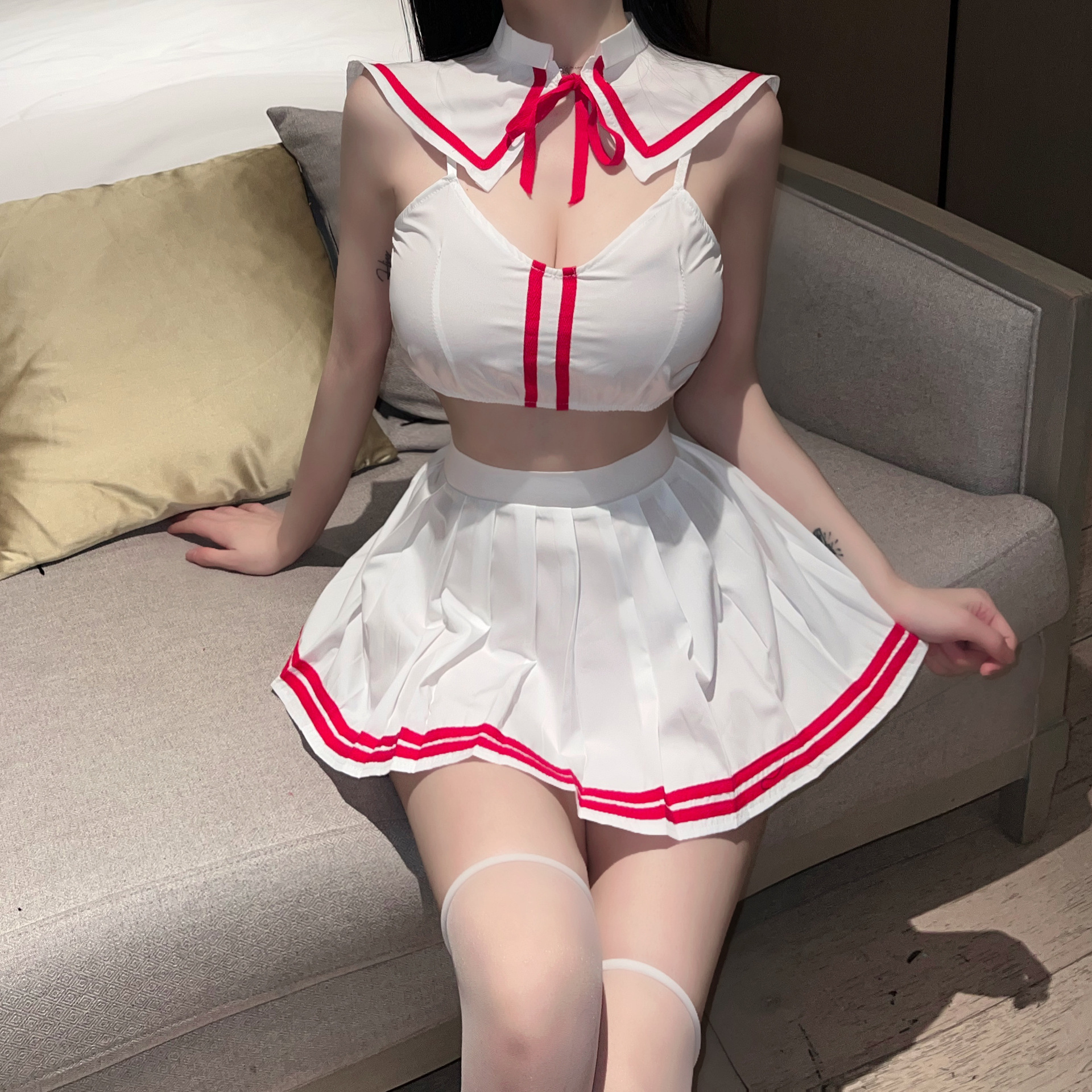 Sexy Underwear Women's Sexy jk Uniform Pure Exposure School Uniform Style Pleated Skirt Convenient Take-off Student Suit P-50