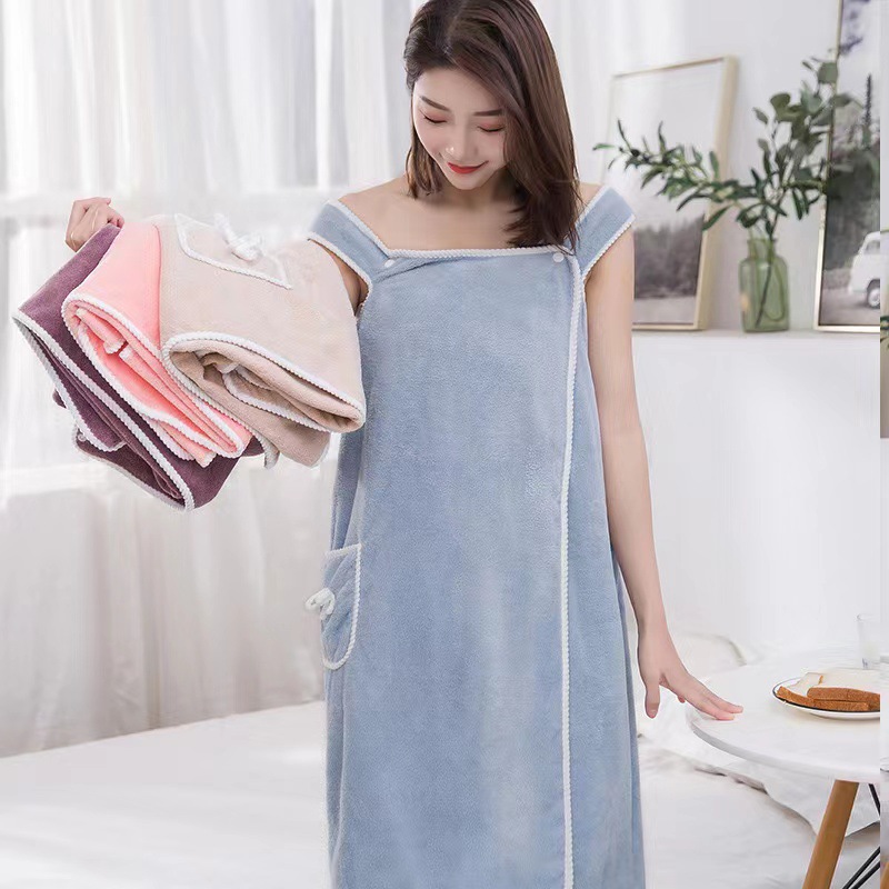 Picture of Coral Velvet Bath Skirt Wholesale Than Pure Cotton Absorbent Thickeneded Bathrobe Adult Women's Bathrobe Home Bath Towel Type a