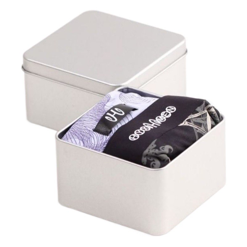 Square tinplate box packaging in stock underwear iron box storage exquisite men's underwear iron box packaging