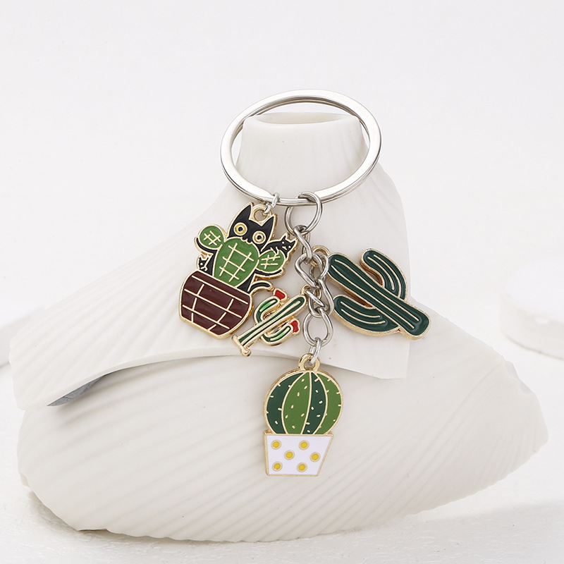 Cross-Border Hot Selling Oil Dripping Cactus Pendant Keychain Fun Bag Pendant Simulation Plant Pendant Trinket