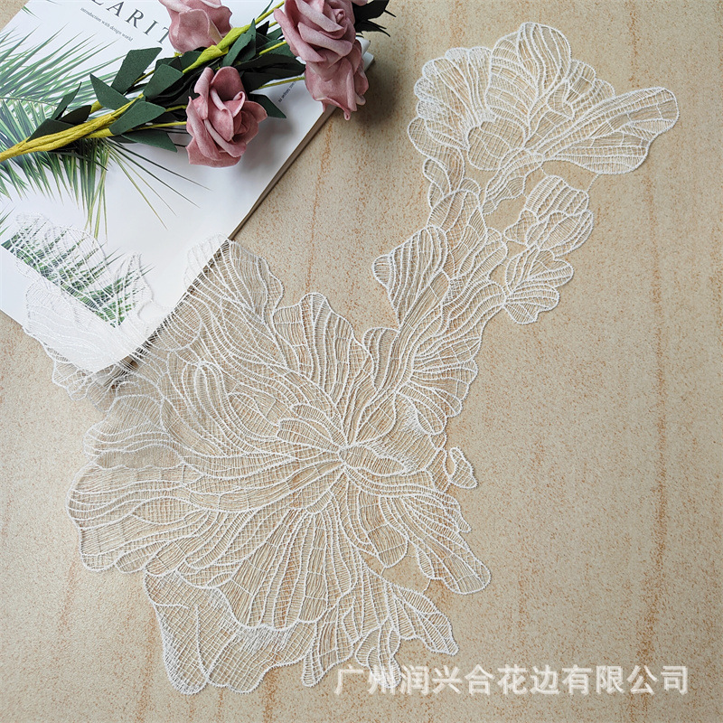 Fish silk thread large piece of flower wedding dress neckline lace accessories white diy clothing handmade cloth stickers