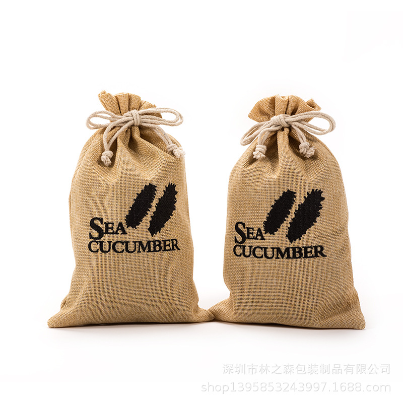 in stock Linen Drawstring Gift Bag Sea Cucumber One Jin Imitation Linen Bundle Pocket Environmentally Friendly Degradable Packaging Bag in stock