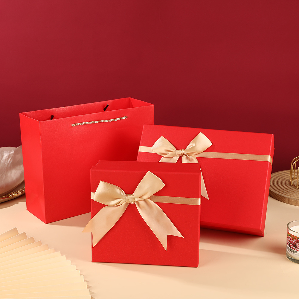 Spot Bow Gift Box Large Red Gift Box Creative Wedding Candy Packaging Box Exquisite Festive Gift Box
