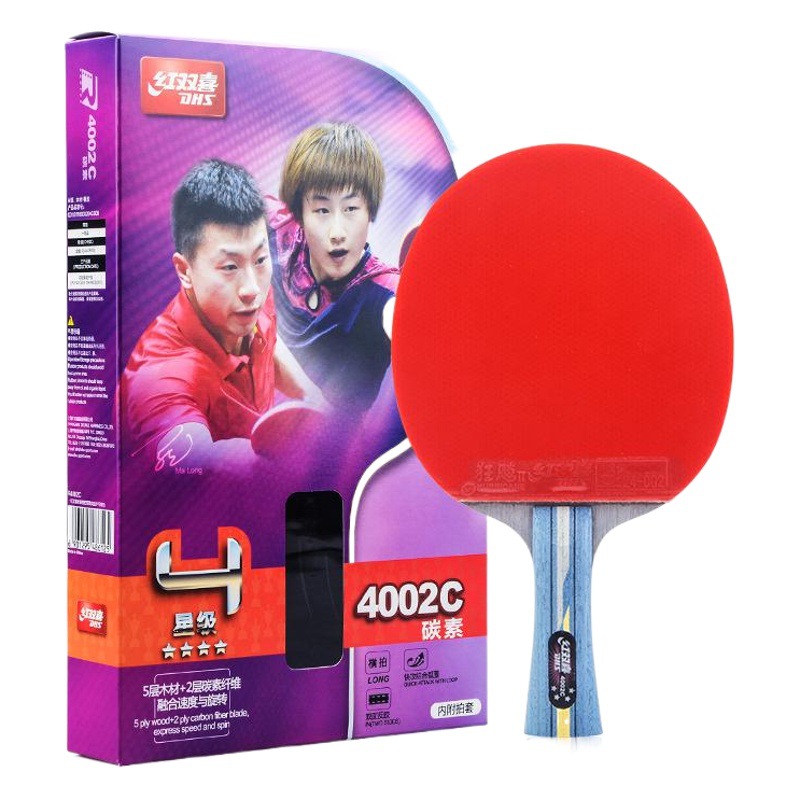 Double happiness table tennis racket 4 four-star crazy 4002C4006C carbon bottom plate straight horizontal plate finished racket fast attack