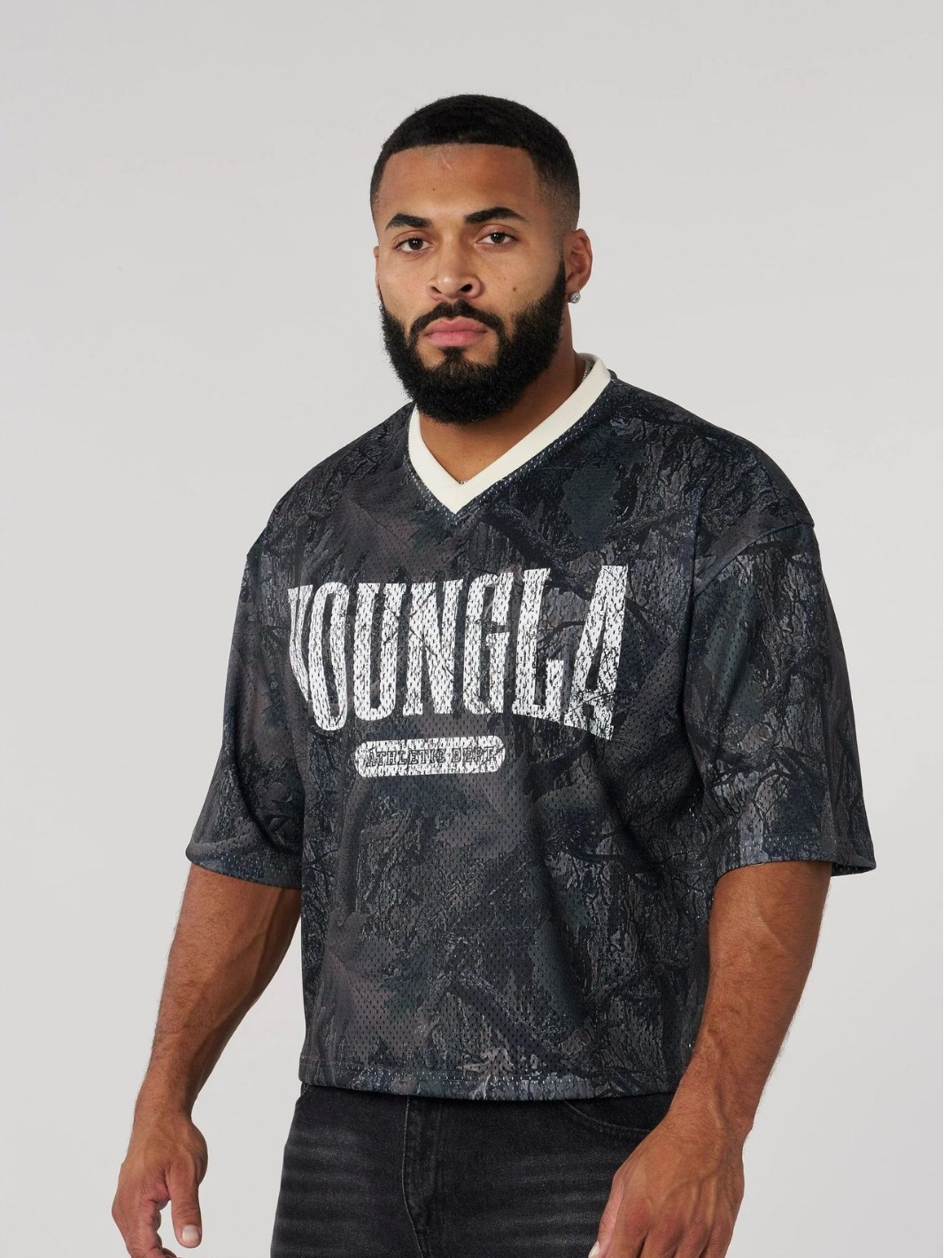 Youngla American New Men's Oversized T-Shirt Summer Sports Fitness Quick-Drying Breathable Mesh Short-Sleeved T-Shirt