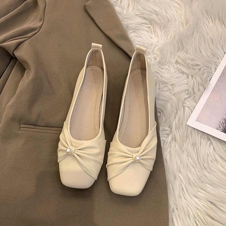 French Style Low Heel Mary Jane Evening Single-layer Shoes Women's 2024 New Flat All-match Skirt Milk Shoes Mother's Ladyshoes