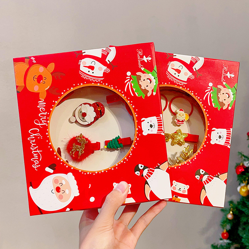 Picture of 2023 new children Girl Christmas headband hairpin suit combination cute antlers Christmas headband hairpin headdress
