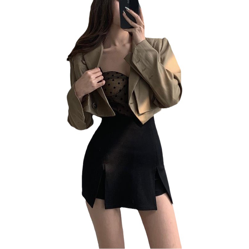 Large Size Black Skirt Women's Summer Sexy Split Pants Skirt for Chubby Girls Irregular High Waist Slimming Hip Skirt