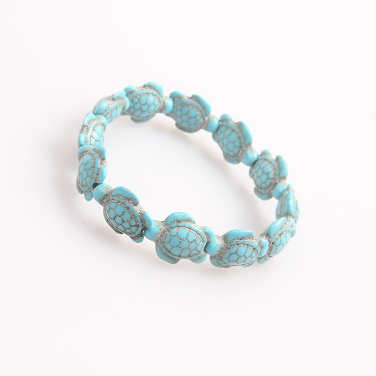 Picture of Zhou Lianfa 8MM Decorative Lava Volcanic Stone Beads Turquoise Cross Elastic Elastic Bracelet for Men and Women